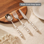 Silver Fashion Pearl Cutlery Set