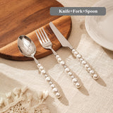 Silver Fashion Pearl Cutlery Set