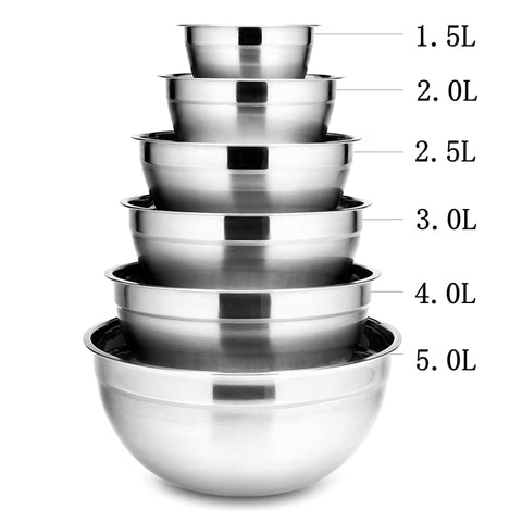 6Pcs Stainless Steel Nesting Bowl Set