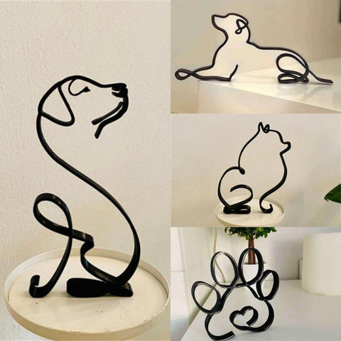 Decorative Miniature Dog and Cat Sculpture