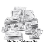 30/60PCS Marble Porcelain Dinnerware Sets