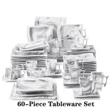 30/60PCS Marble Porcelain Dinnerware Sets