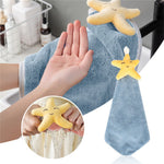 Coral velvet starfish hand towel