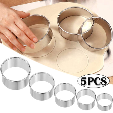 5PCS Round Stainless Steel Biscuit Cutter